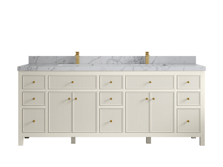 Sonoma 84 in W x 22 in D Free Standing Reeded Double Sink Bathroom Vanity - photo 41