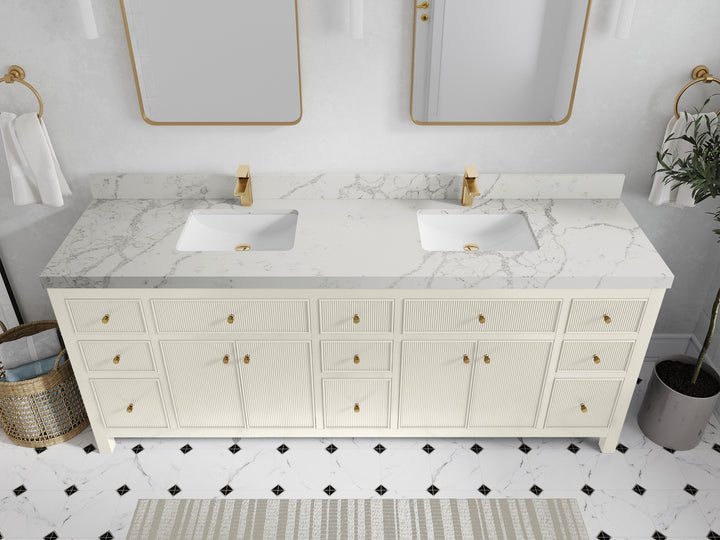 Sonoma 84 in W x 22 in D Free Standing Reeded Double Sink Bathroom Vanity - photo 40