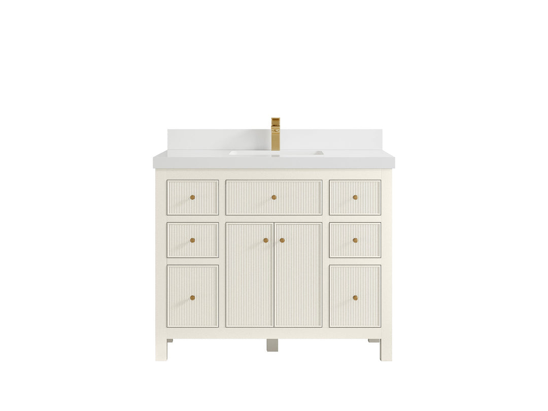 Sonoma 42 in. W x 22 in. D Single Sink Bathroom Vanity in Alabaster with 2 in. White Quartz Countertop