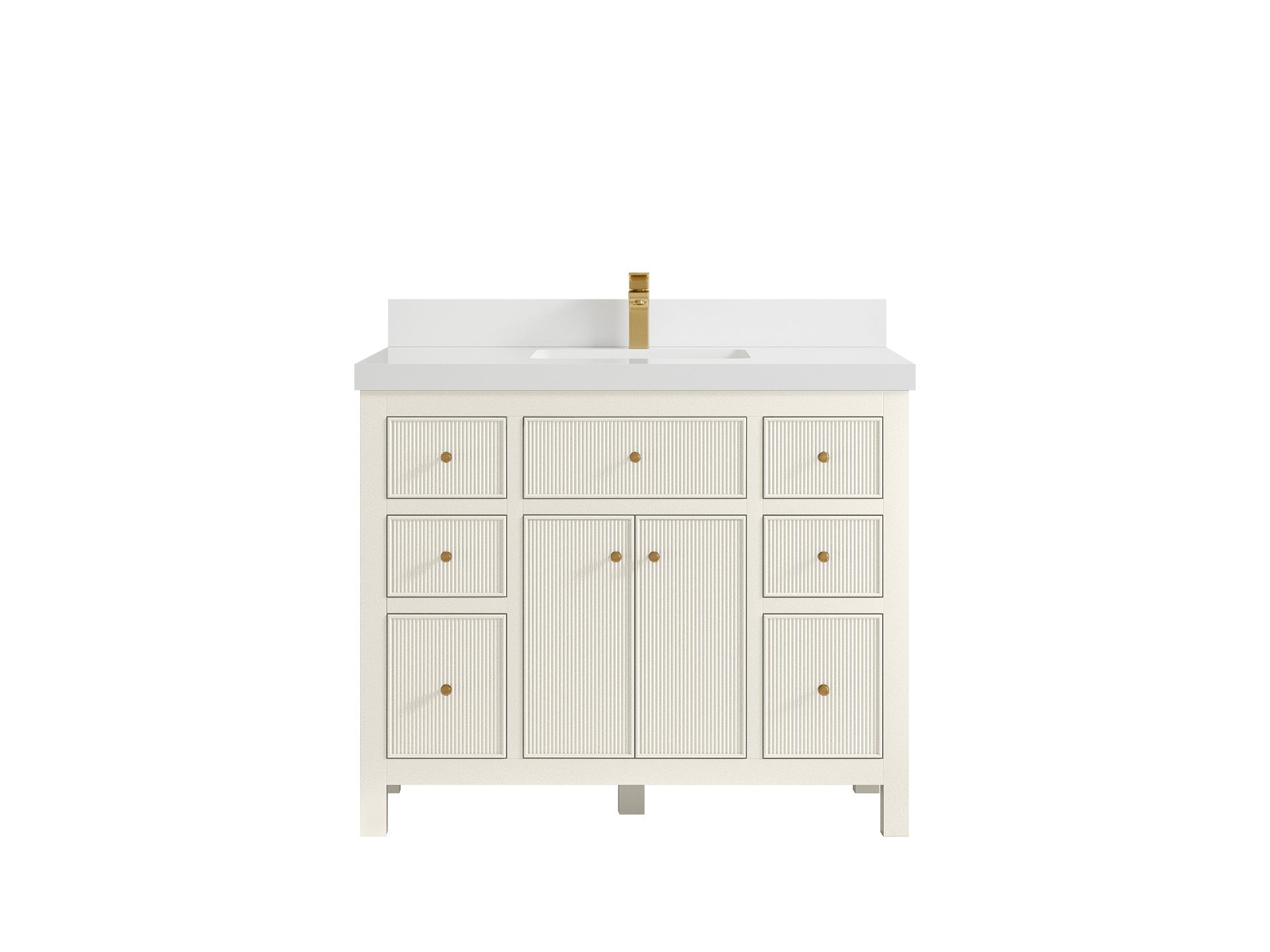 Sonoma 42 in. W x 22 in. D Single Sink Bathroom Vanity in Alabaster with 2 in. White Quartz Countertop