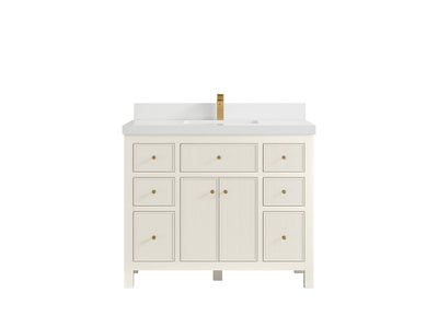 Sonoma 42 in. W x 22 in. D Single Sink Bathroom Vanity in Alabaster with 2 in. White Quartz Countertop