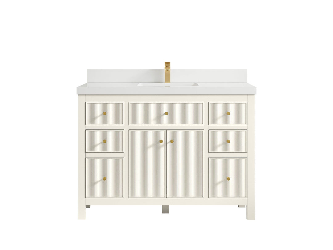 Sonoma 48 in. W x 22 in. D Single Sink Bathroom Vanity in Alabaster with 2 in. White Quartz Countertop
