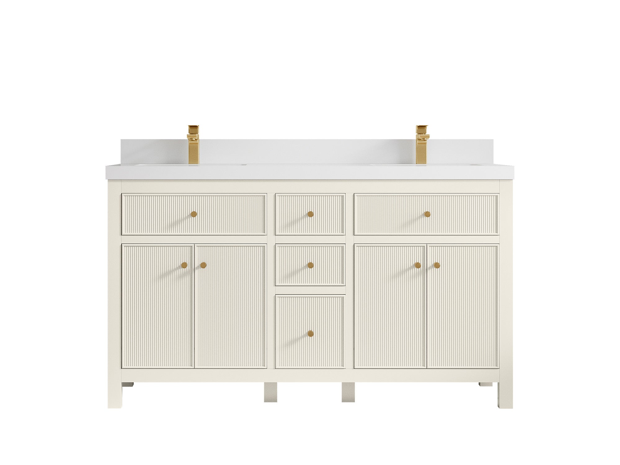 Sonoma 60 in W x 22 in D Free Standing Reeded Double Sink Bathroom Vanity