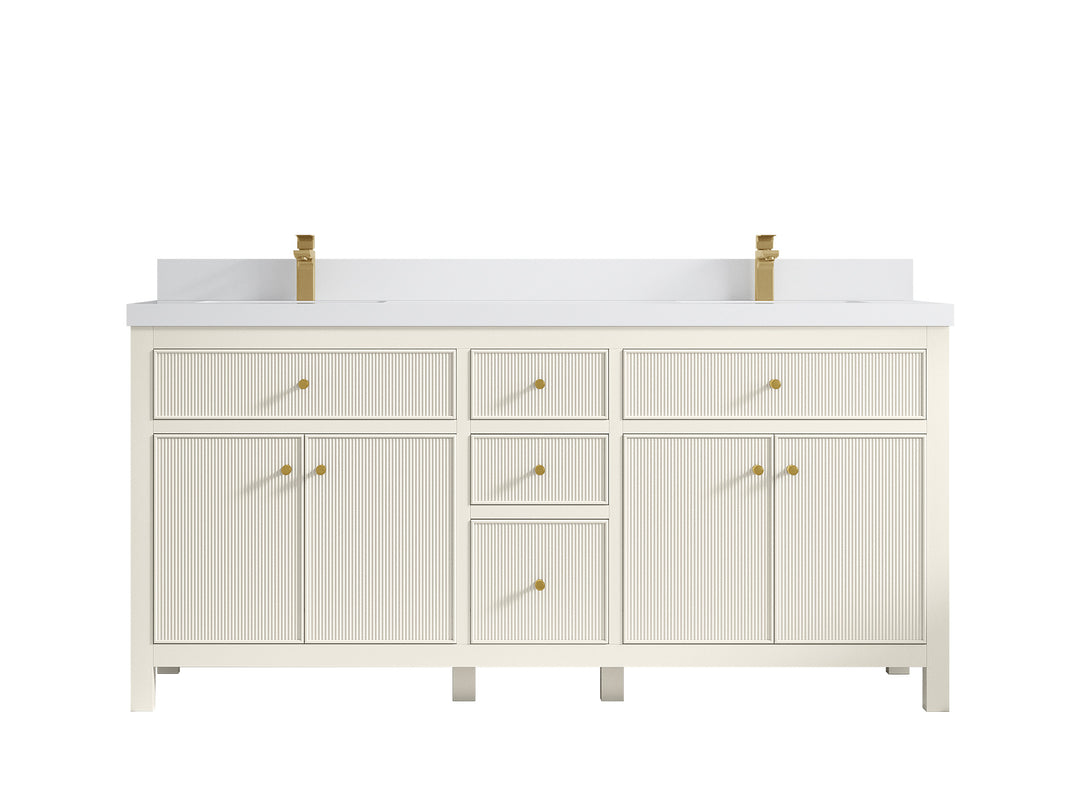 Sonoma 72 in W x 22 in D Free Standing Reeded Double Sink Bathroom Vanity