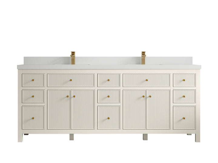 Sonoma 84 in W x 22 in D Free Standing Reeded Double Sink Bathroom Vanity - photo 43