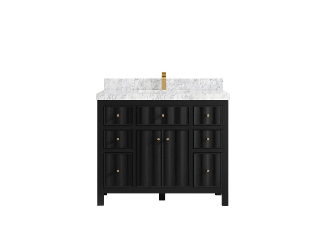 Sonoma 42 in. W x 22 in. D Single Sink Bathroom Vanity in Black with 2 in. Carrara Marble Countertop