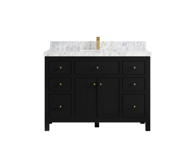 Sonoma 48 in. W x 22 in. D Single Sink Bathroom Vanity in Black with 2 in. Carrara Marble Countertop