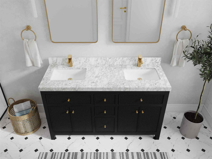 Sonoma 60 in W x 22 in D Free Standing Reeded Double Sink Bathroom Vanity - photo 32