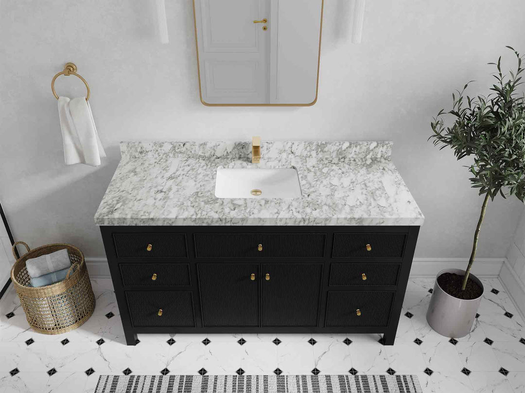 Sonoma 60 in W x 22 in D Free Standing Reeded Single Sink Bathroom Vanity | 
              
                Black
                
                  
             - SON_BLK_WHQZ_60S - photo №32