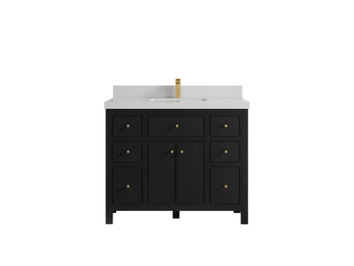 Sonoma 42 in. W x 22 in. D Single Sink Bathroom Vanity in Black with 2 in. Carrara Quartz Countertop