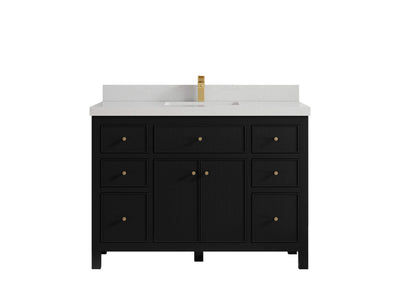 Sonoma 48 in. W x 22 in. D Single Sink Bathroom Vanity in Black with 2 in. Carrara Quartz Countertop