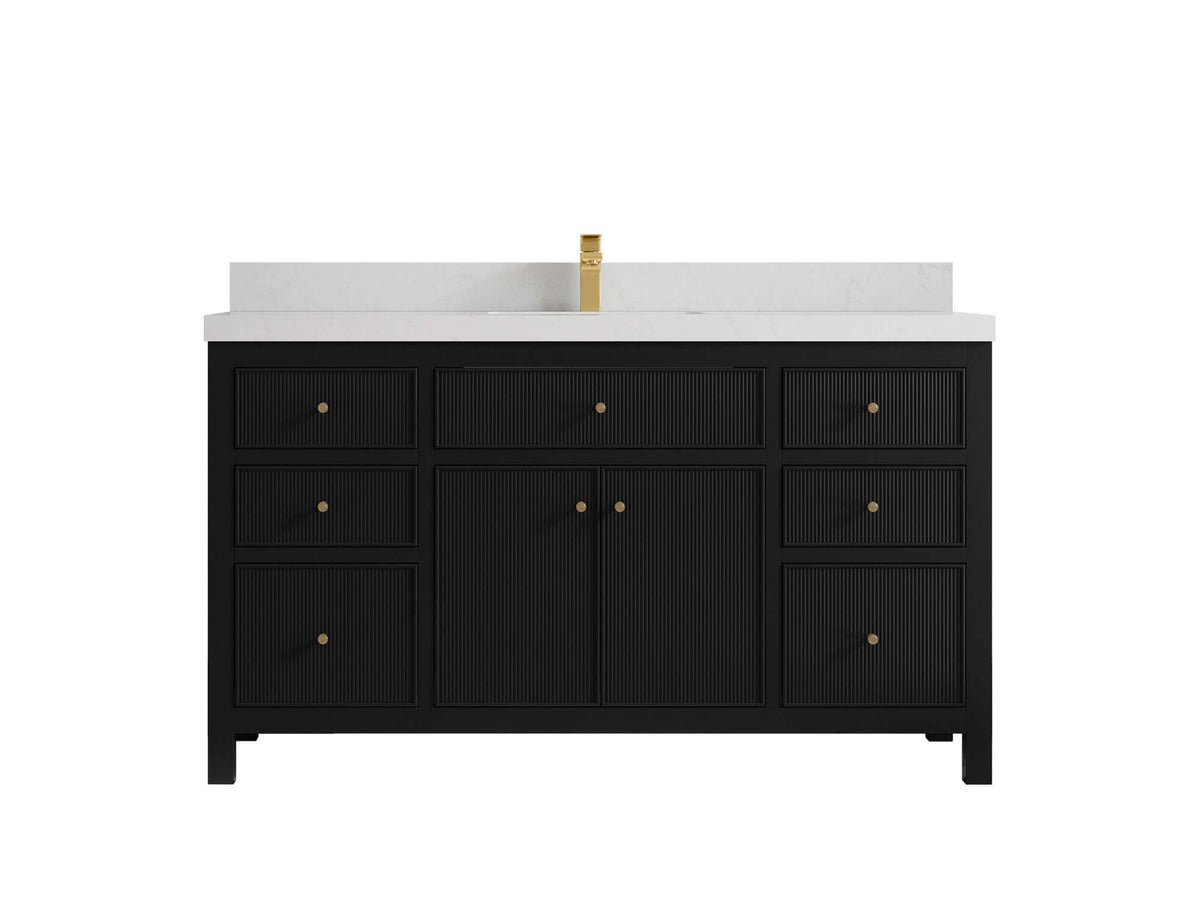 Sonoma 60 in W x 22 in D Free Standing Reeded Single Sink Bathroom Vanity
