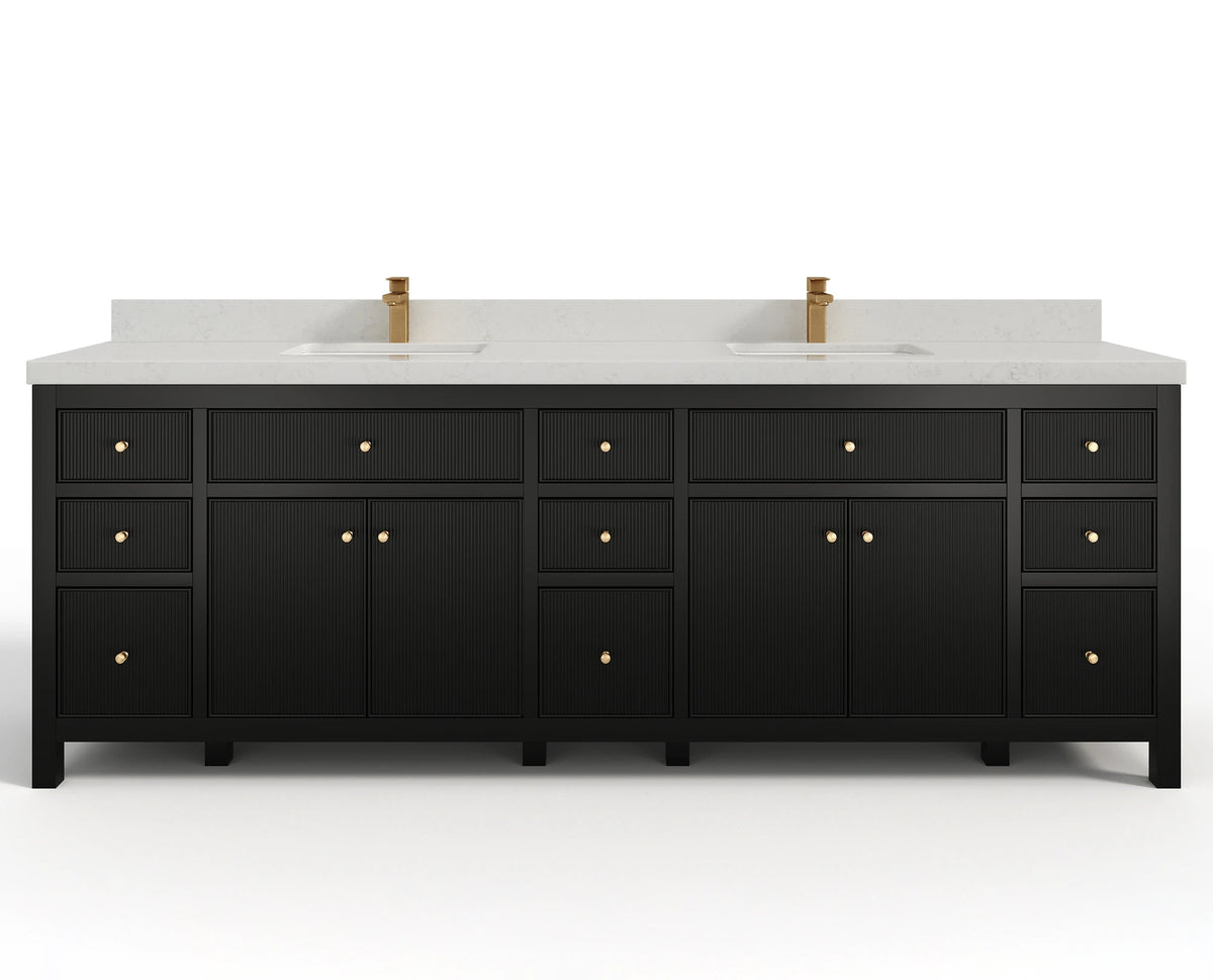 Sonoma 96 in W x 22 in D Free Standing Reeded Double Sink Bathroom Vanity