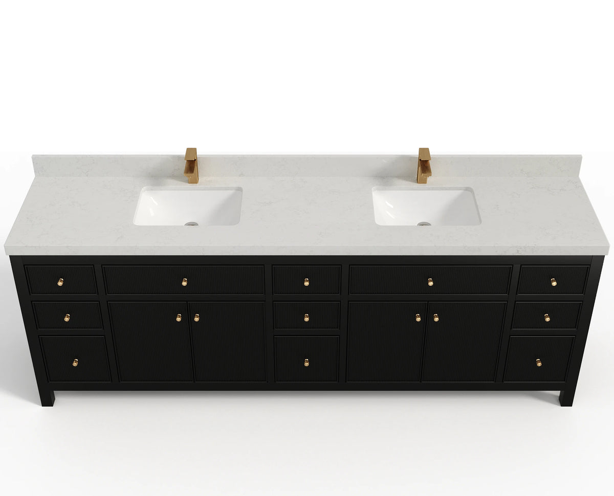 Sonoma 96 in W x 22 in D Free Standing Reeded Double Sink Bathroom Vanity
