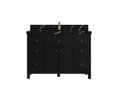 Sonoma 48 in. W x 22 in. D Single Sink Bathroom Vanity in Black with 2 in. Calacatta Black Quartz Countertop