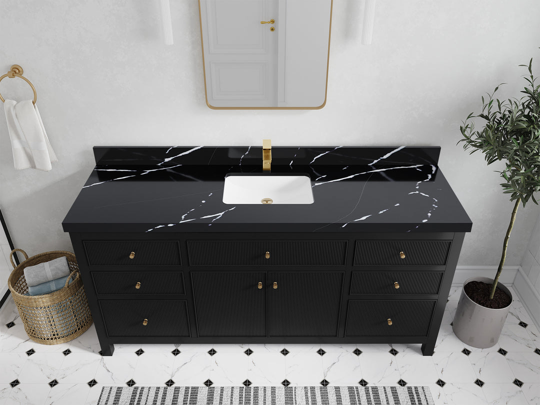 Sonoma 72 in W x 22 in D Free Standing Reeded Single Sink Bathroom Vanity