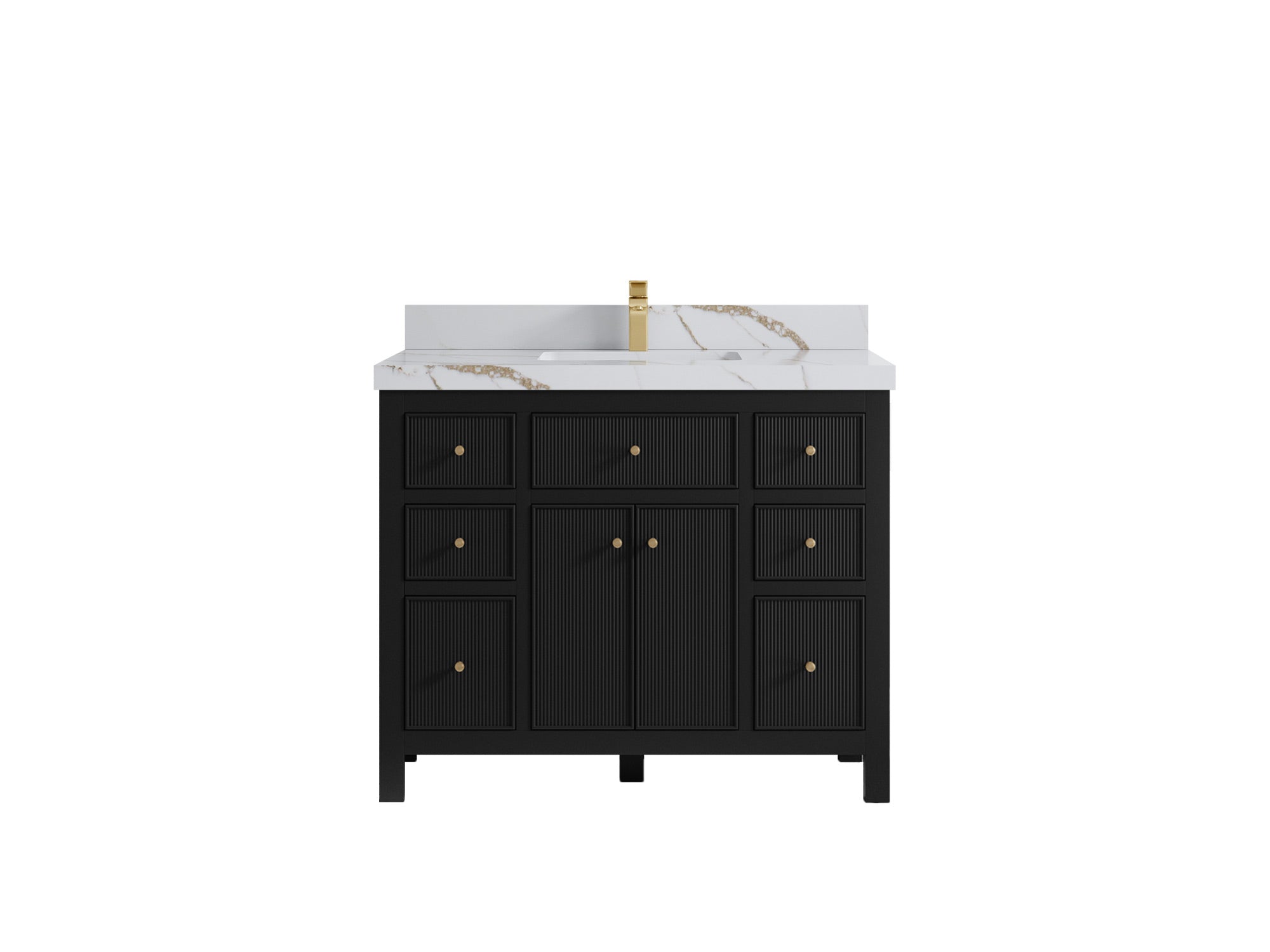 Sonoma 42 in. W x 22 in. D Single Sink Bathroom Vanity in Black with 2 in. Calacatta Gold Quartz Countertop