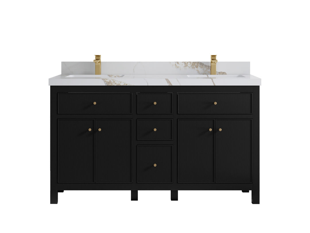 Sonoma 60 in W x 22 in D Free Standing Reeded Double Sink Bathroom Vanity