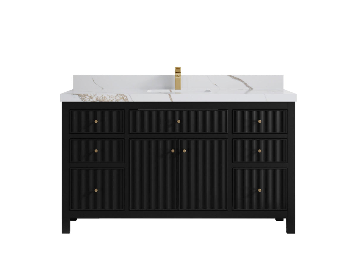 Sonoma 60 in W x 22 in D Free Standing Reeded Single Sink Bathroom Vanity
