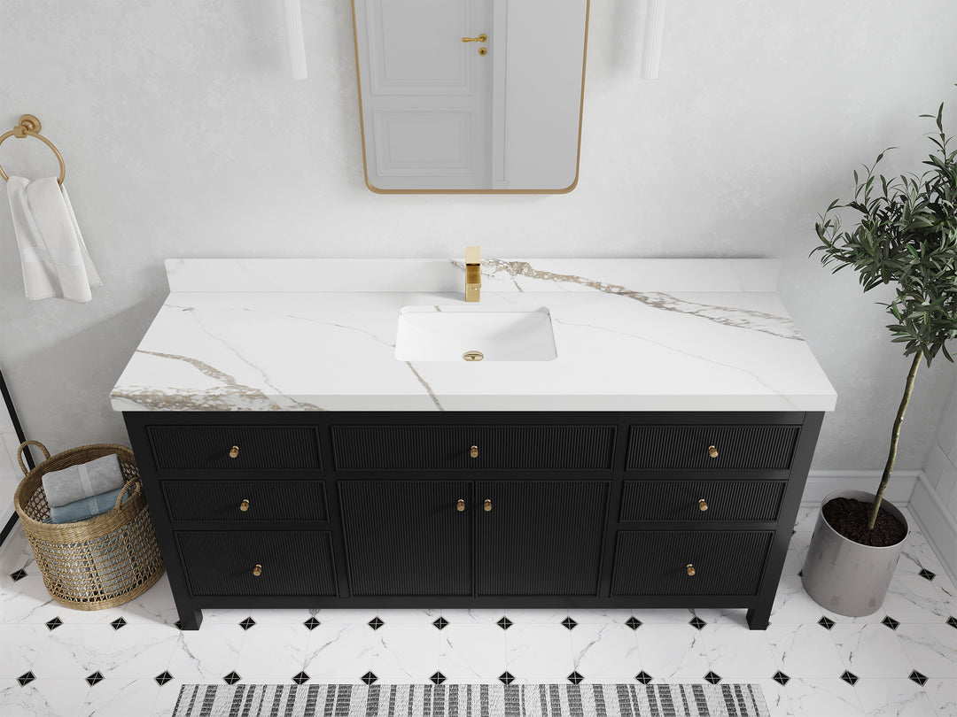 Sonoma 72 in W x 22 in D Free Standing Reeded Single Sink Bathroom Vanity