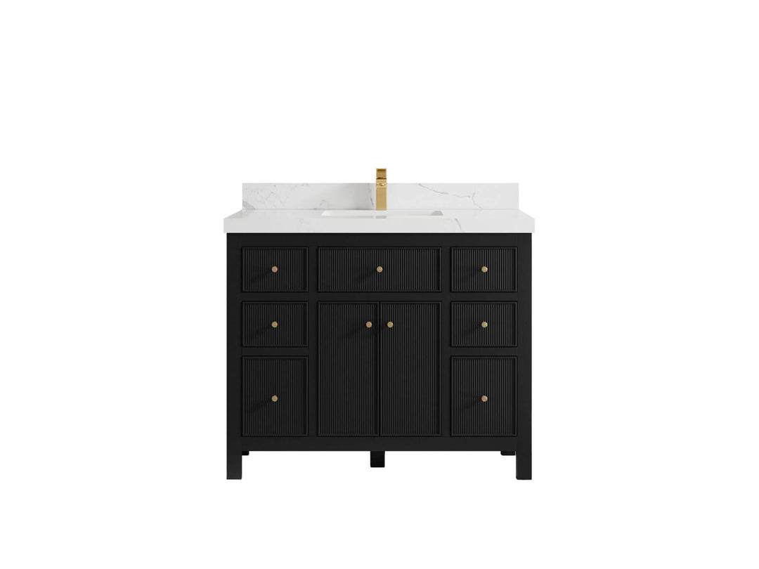 Sonoma 42 in. W x 22 in. D Single Sink Bathroom Vanity in Black with 2 in. Calacatta Laza Quartz Countertop