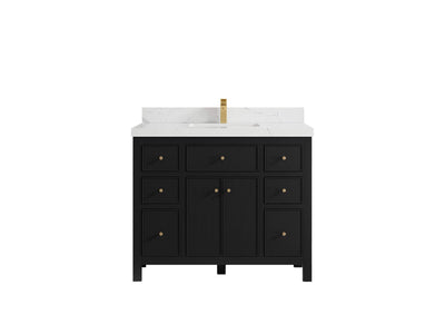 Sonoma 42 in. W x 22 in. D Single Sink Bathroom Vanity in Black with 2 in. Calacatta Laza Quartz Countertop