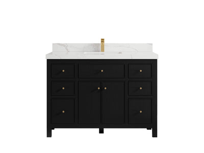 Sonoma 48 in. W x 22 in. D Single Sink Bathroom Vanity in Black with 2 in. Calacatta Laza Quartz Countertop