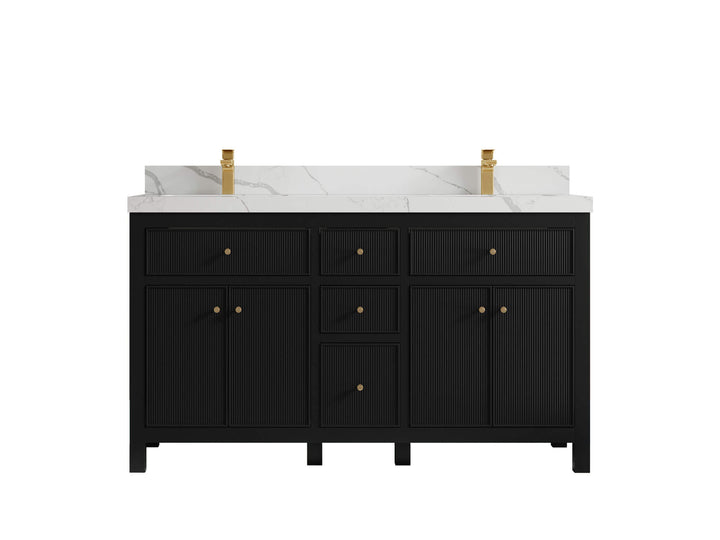 Sonoma 60 in W x 22 in D Free Standing Reeded Double Sink Bathroom Vanity - photo 10
