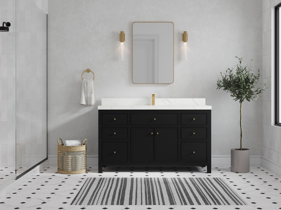 Sonoma 60 in W x 22 in D Free Standing Reeded Single Sink Bathroom Vanity