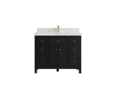 Sonoma 42 in. W x 22 in. D Single Sink Bathroom Vanity in Black with 2 in. Calacatta Nuvo Quartz Countertop