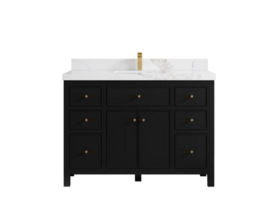 Sonoma 48 in. W x 22 in. D Single Sink Bathroom Vanity in Black with 2 in. Calacatta Nuvo Quartz Countertop