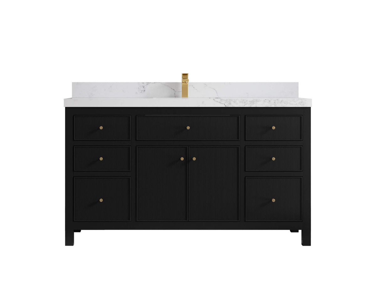 Sonoma 60 in W x 22 in D Free Standing Reeded Single Sink Bathroom Vanity
