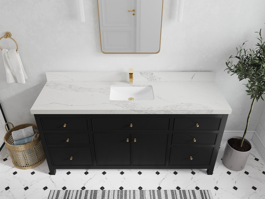 Sonoma 72 in W x 22 in D Free Standing Reeded Single Sink Bathroom Vanity