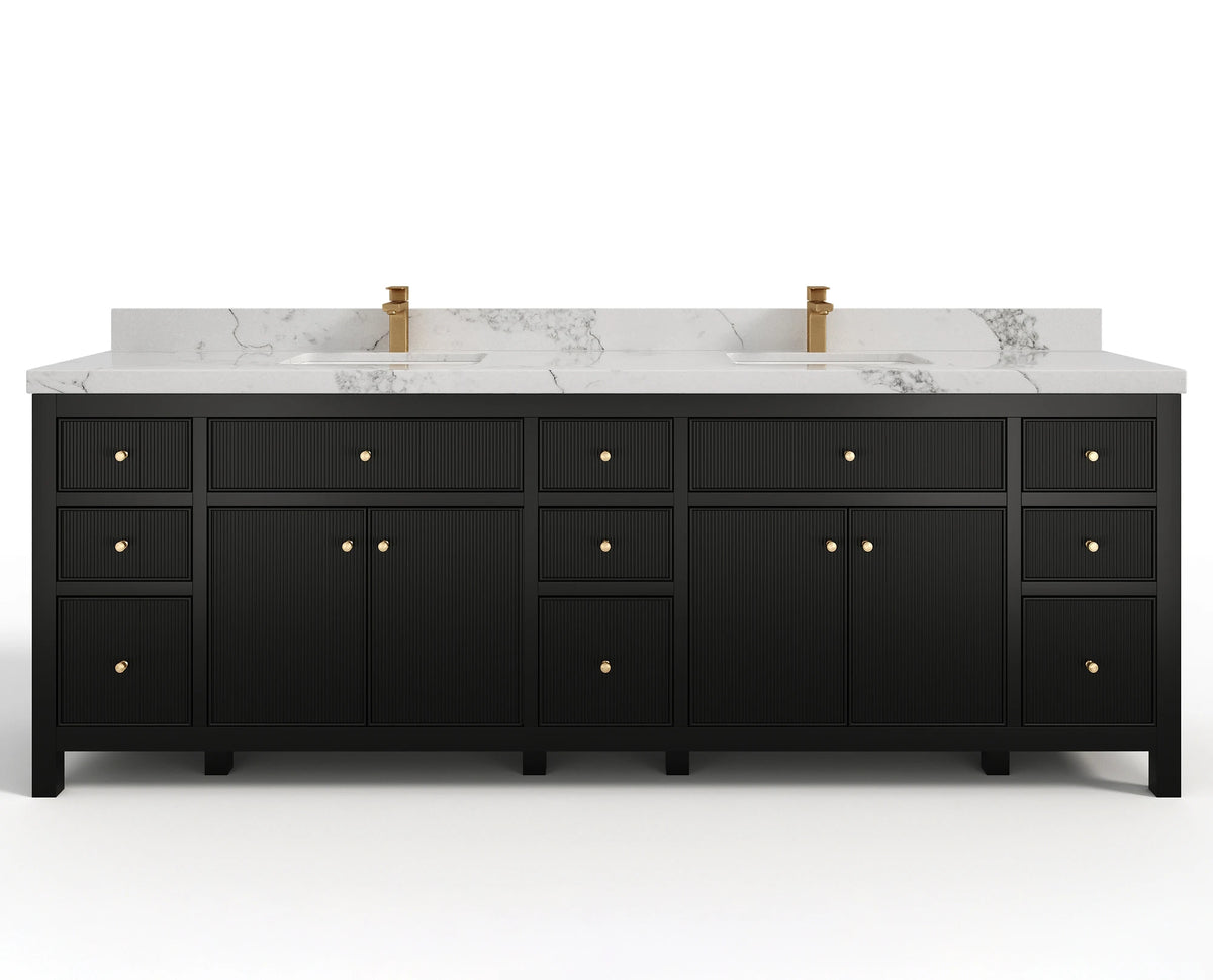 Sonoma 96 in W x 22 in D Free Standing Reeded Double Sink Bathroom Vanity