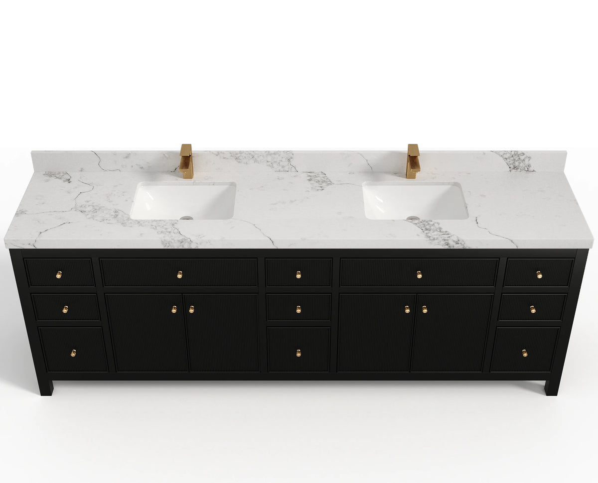 Sonoma 96 in W x 22 in D Free Standing Reeded Double Sink Bathroom Vanity