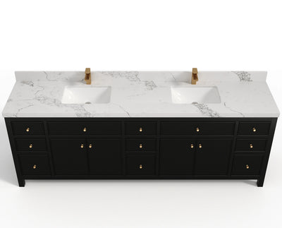 Sonoma 96 in W x 22 in D Free Standing Reeded Double Sink Bathroom Vanity