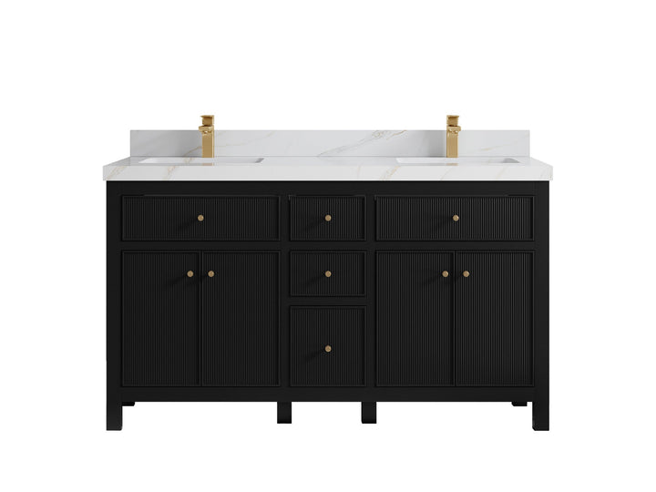 Sonoma 60 in W x 22 in D Free Standing Reeded Double Sink Bathroom Vanity - photo 12