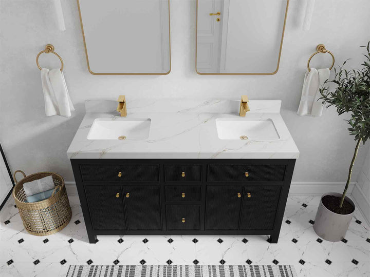 Sonoma 60 in W x 22 in D Free Standing Reeded Double Sink Bathroom Vanity - photo 31