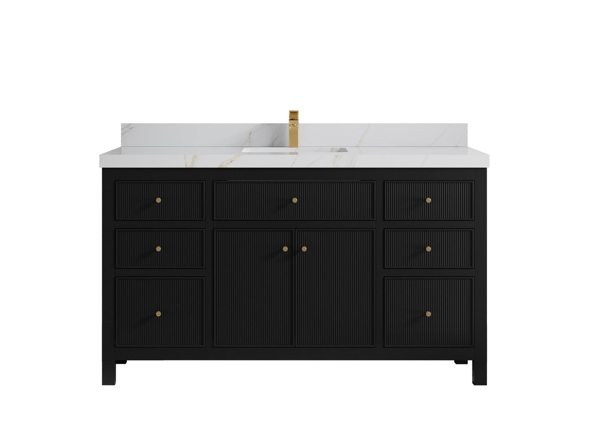 Sonoma 60 in W x 22 in D Free Standing Reeded Single Sink Bathroom Vanity