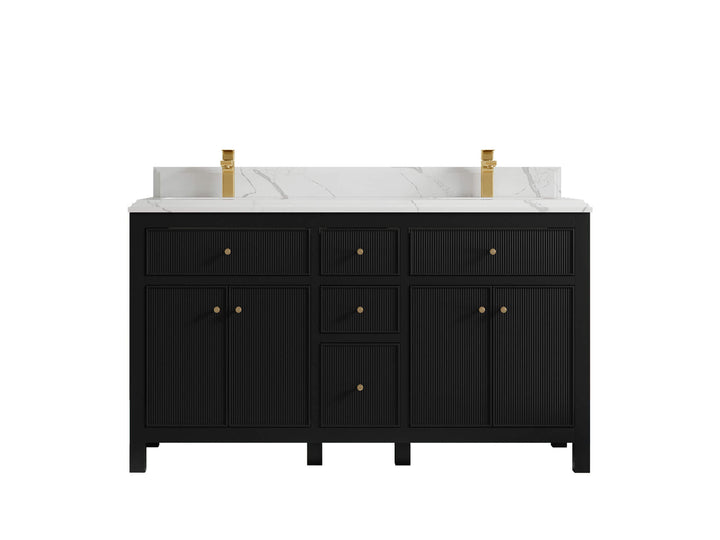 Sonoma 60 in W x 22 in D Free Standing Reeded Double Sink Bathroom Vanity - photo 15