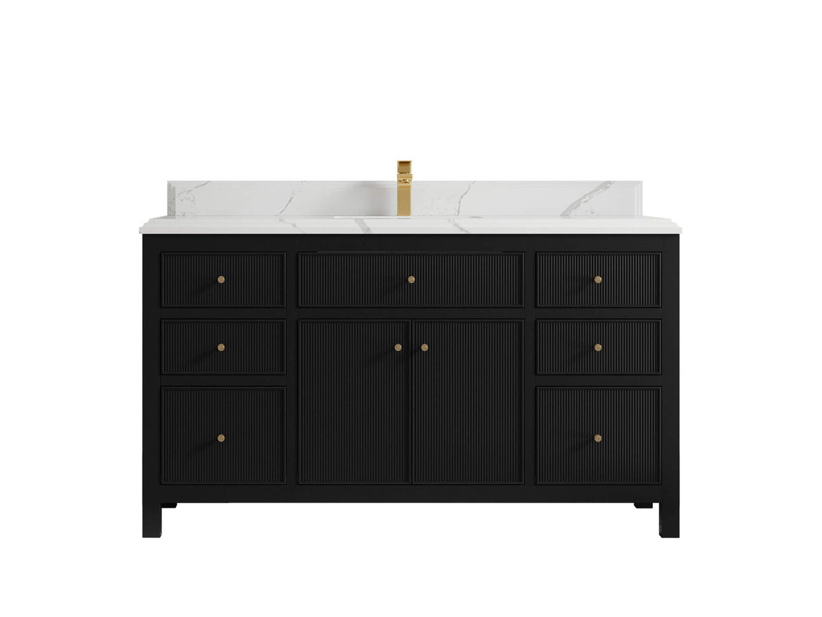 Sonoma 60 in W x 22 in D Free Standing Reeded Single Sink Bathroom Vanity