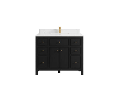 Sonoma 42 in. W x 22 in. D Single Sink Bathroom Vanity in Black with Double Cove Edge 1.5 in Empira White Quartz Countertop