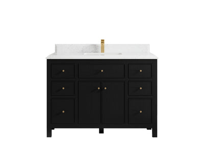 Sonoma 48 in. W x 22 in. D Single Sink Bathroom Vanity in Black with Double Cove Edge 1.5 in Empira White Quartz Countertop
