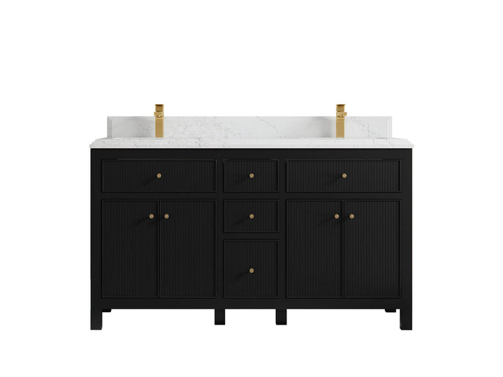 Sonoma 60 in W x 22 in D Free Standing Reeded Double Sink Bathroom Vanity - photo 16