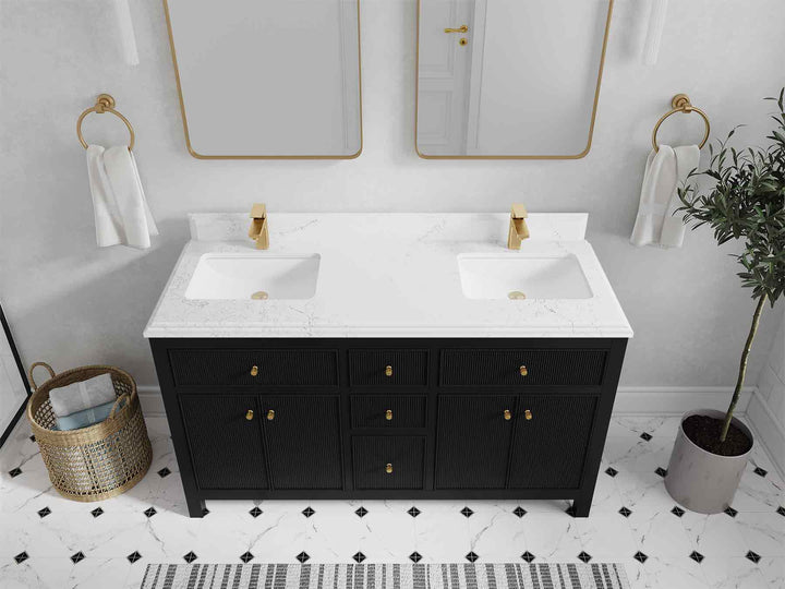 Sonoma 60 in W x 22 in D Free Standing Reeded Double Sink Bathroom Vanity - photo 35