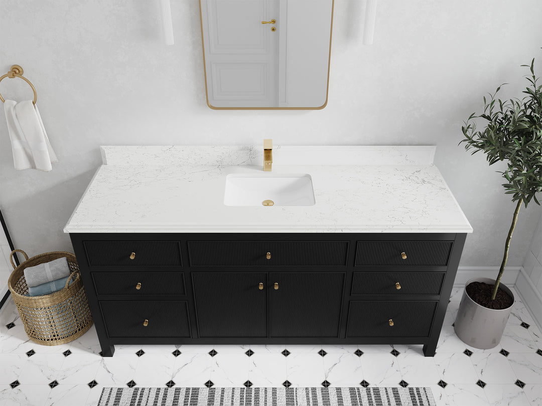 Sonoma 72 in W x 22 in D Free Standing Reeded Single Sink Bathroom Vanity