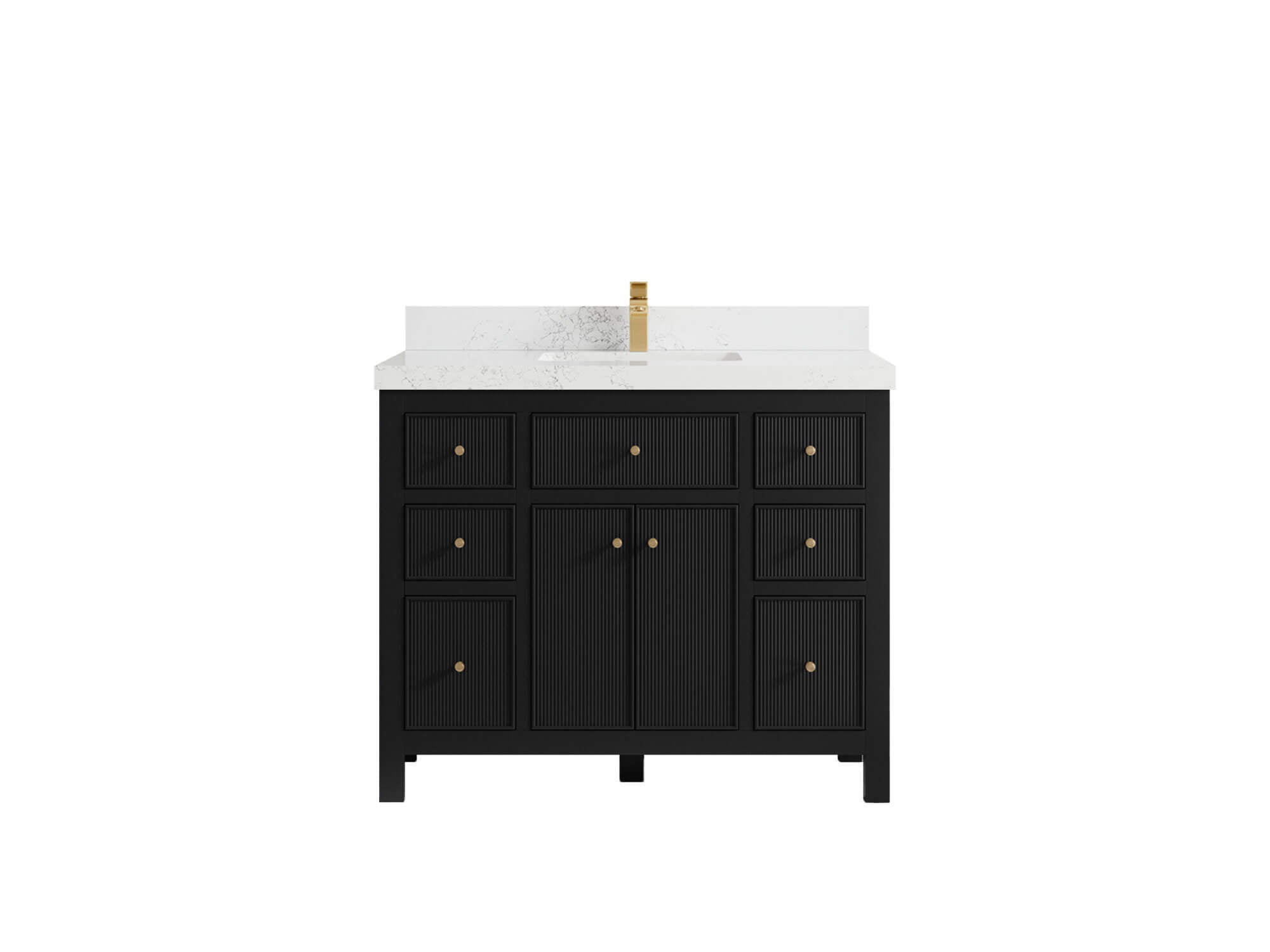 Sonoma 42 in. W x 22 in. D Single Sink Bathroom Vanity in Black with 2 in. Empira White Quartz Countertop