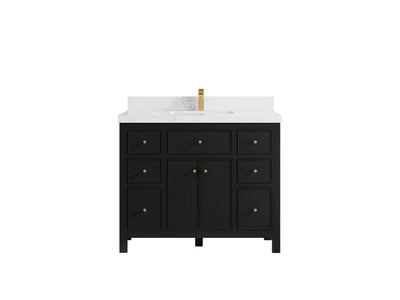 Sonoma 42 in. W x 22 in. D Single Sink Bathroom Vanity in Black with 2 in. Empira White Quartz Countertop