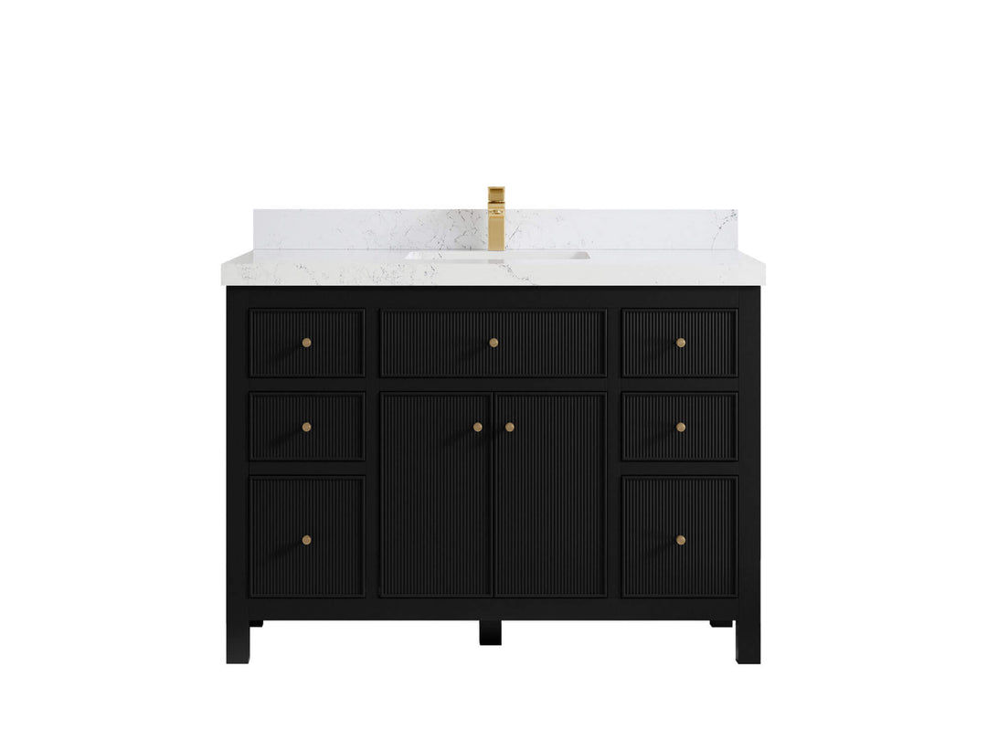 Sonoma 48 in. W x 22 in. D Single Sink Bathroom Vanity in Black with 2 in. Empira White Quartz Countertop