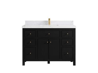 Sonoma 48 in. W x 22 in. D Single Sink Bathroom Vanity in Black with 2 in. Empira White Quartz Countertop